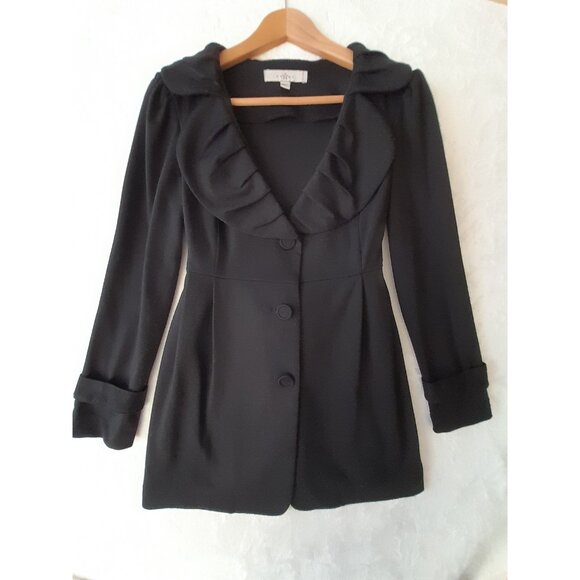 Fever Womens Baby Doll Y2K Black Coquette Preppy Whimsigoth Jacket Petite Medium - Picture 2 of 10